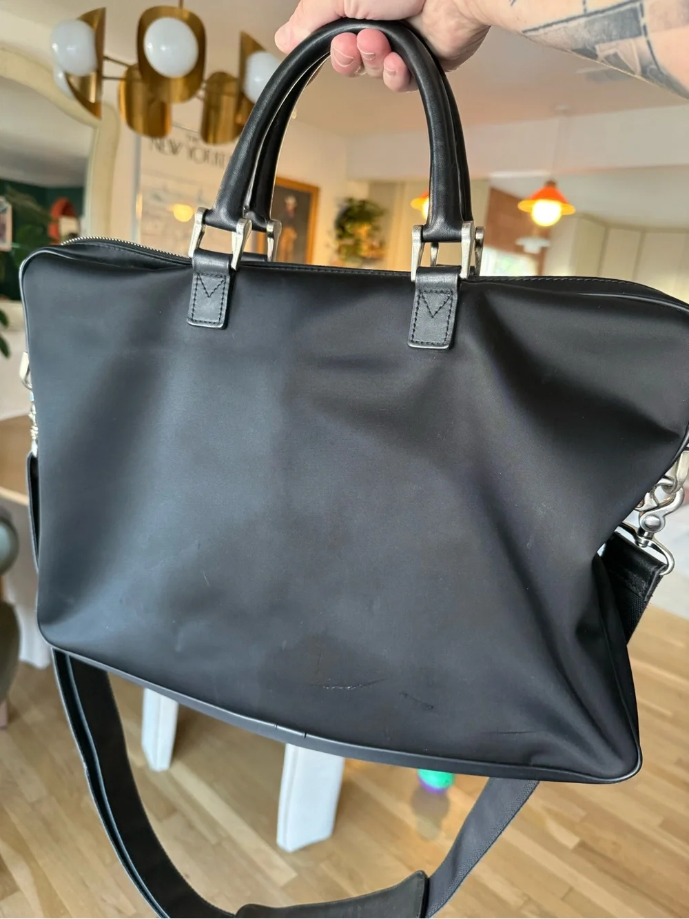 Y2K Burberry Black Nylon & Leather Laptop Briefcase
